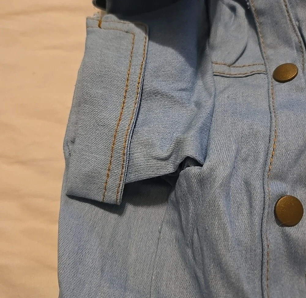 Light Blue Denim-Look Dog/Kitty Button-Up Shirt Fits Up To 12 Lbs